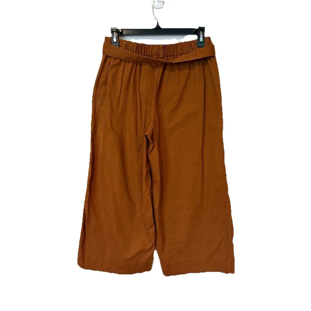 Banana Republic Boho Linen Blend Wide Leg Culottes Brown Cropped Women 6 Petite